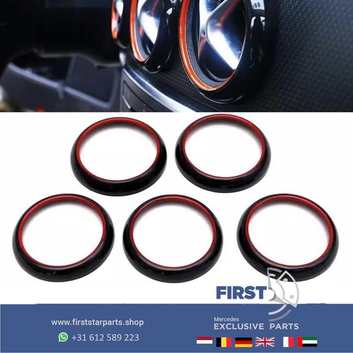 RODE AMG LUCHTROOSTER SET voor Mercedes W176 W117 W156 A45 C, Auto-onderdelen, Dashboard en Schakelaars, Mercedes-Benz, Gebruikt