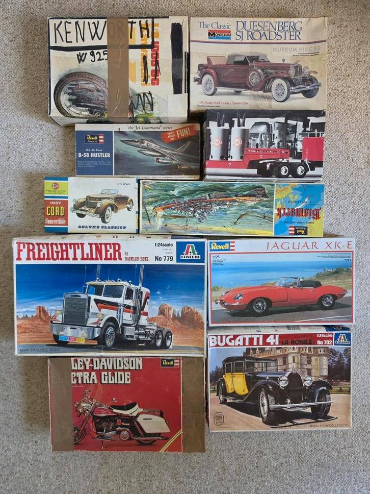 Verzameling bouwdozen model kit Revell Italeri Monogram Pyro, Hobby en Vrije tijd, Modelbouw | Auto's en Voertuigen, Gebruikt