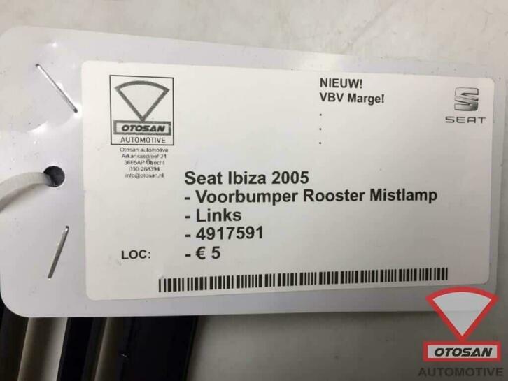 seat ibiza 2005 voorbumper rooster mistlamp links nieuw! 491, Autovia A-2, Km 585 585
08760  Martorell, ES, Ophalen of Verzenden