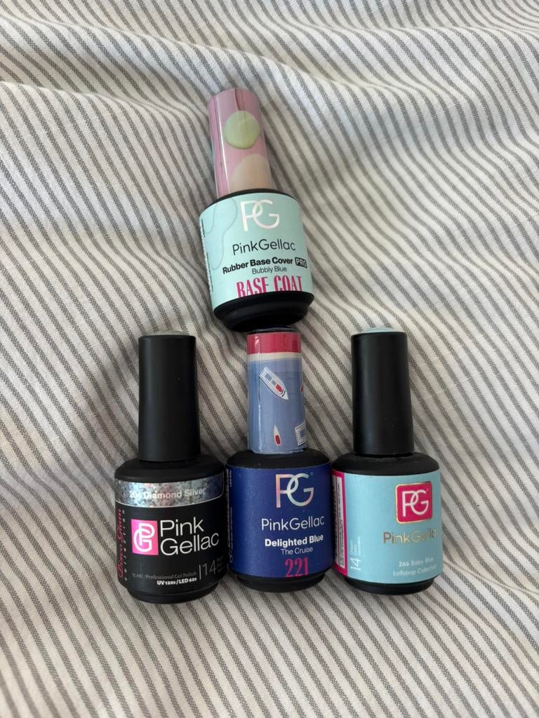 Als NIEUW: PINK GELLAC rubber base en kleurtjes, Overige kleuren, Ophalen of Verzenden, Zo goed als nieuw, Handen en Nagels