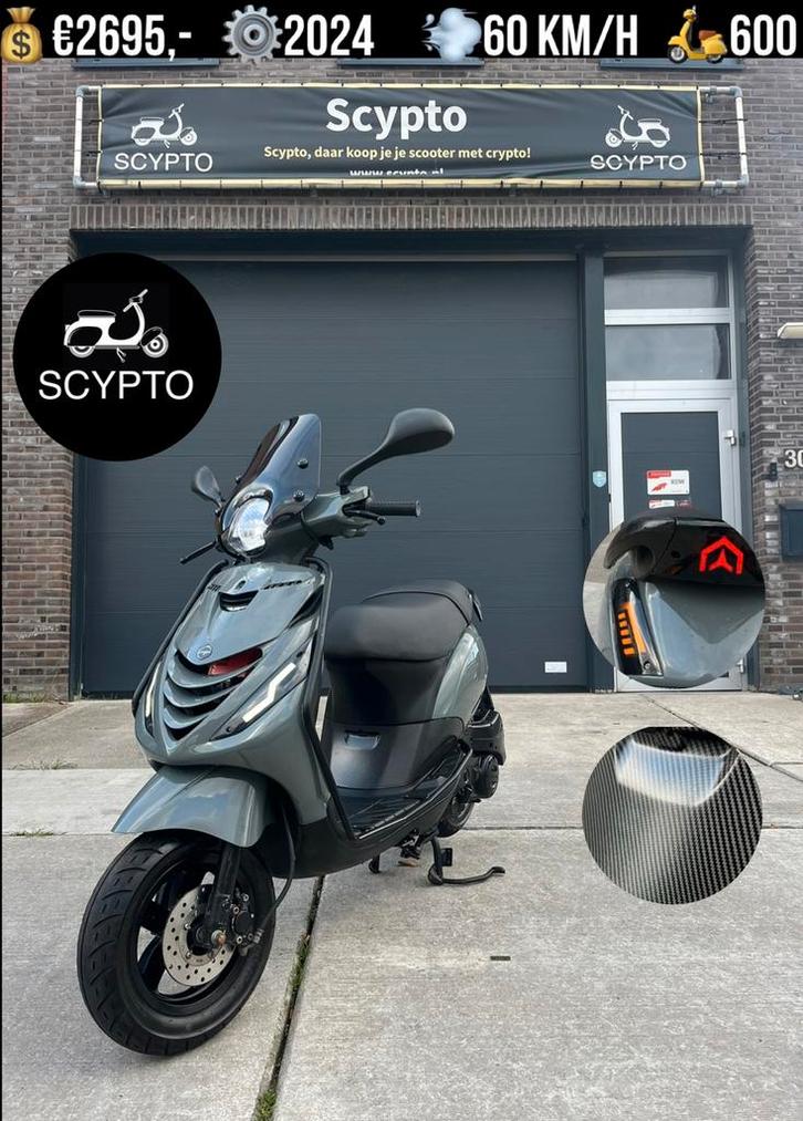 Piaggio Zip | 2024 | Malossi ECU | Full Option | Carbon |, Fietsen en Brommers, Scooters | Piaggio, Zo goed als nieuw, Zip, Maximaal 45 km/u