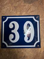 Mooi emaille huisnummer 39 - Blauw met wit, Ophalen of Verzenden