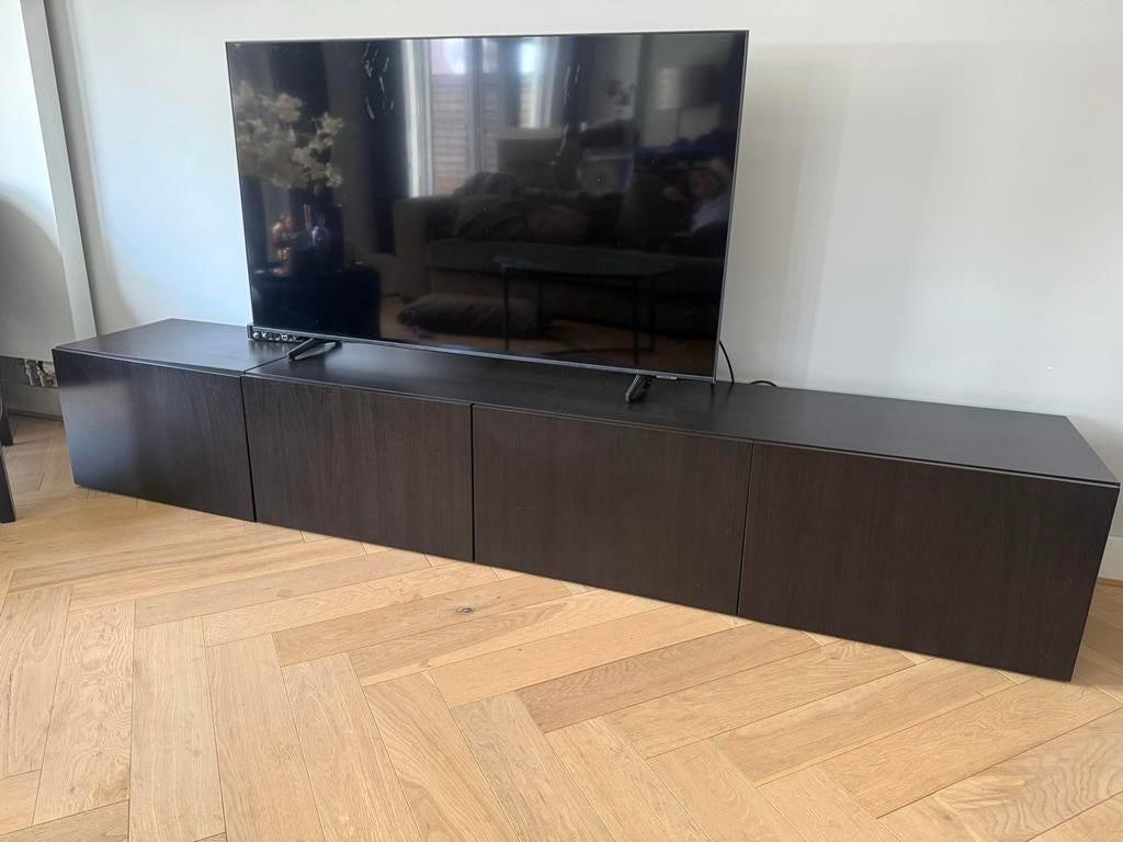 IKEA Besta tv-meubel, donkerbruin/zwart, Huis en Inrichting, Kasten | Televisiemeubels, Ophalen, Gebruikt, 200 cm of meer, Minder dan 100 cm
