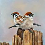 Schilderij musjes acrylverf op canvas, Antiek en Kunst, Ophalen of Verzenden