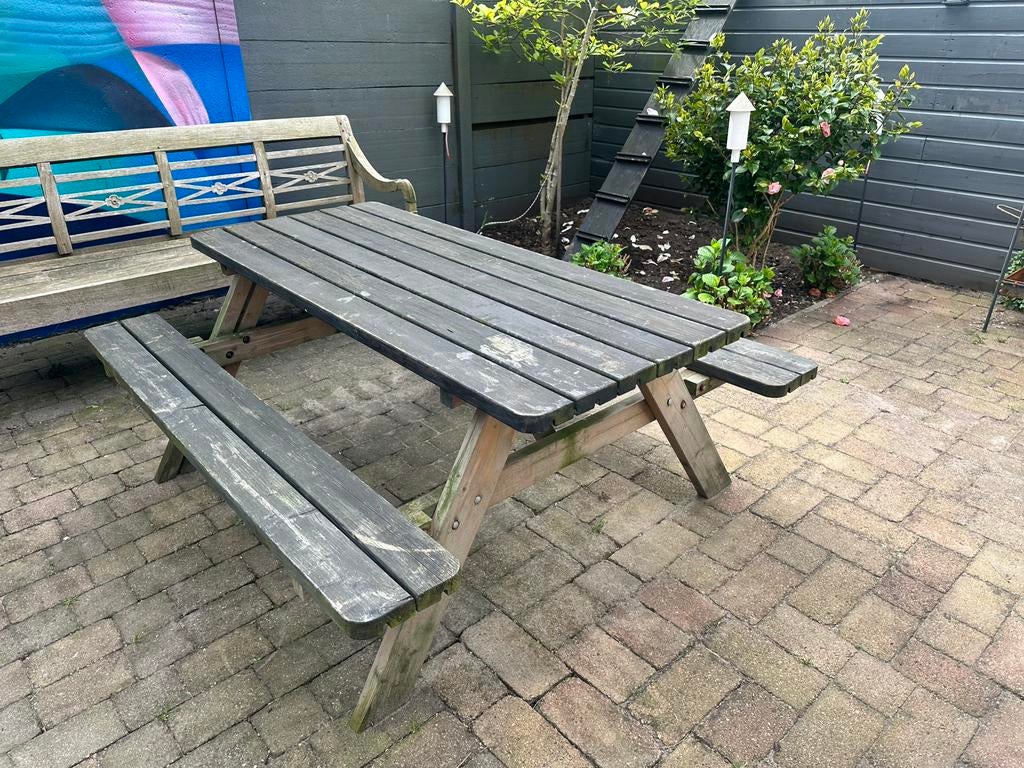Picknick tafel gratis, Tuin en Terras, Picknicktafels, Ophalen, Zo goed als nieuw, Rechthoekig, Hout