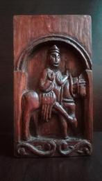 Frans antiek gebeeldhouwd eiken paneel ruiter te paard, Ophalen of Verzenden