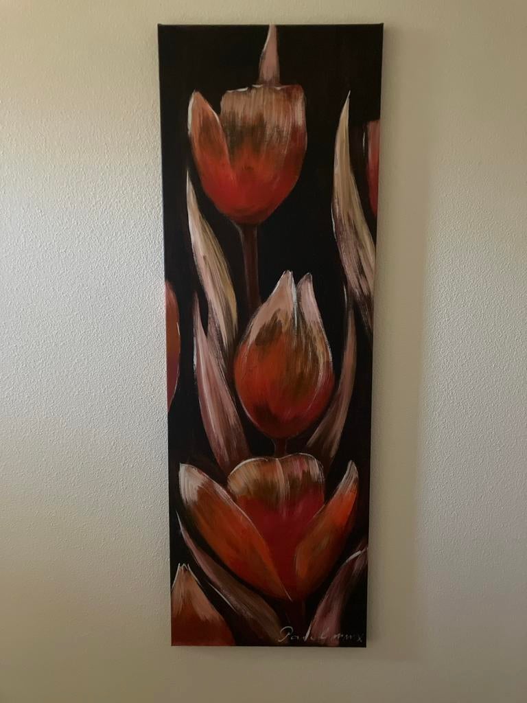 Schilderij met tulpen, Ophalen of Verzenden