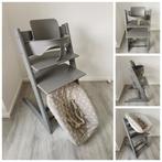 ZGAN! Stokke Tripp Trapp storm grey+babyset,newbornset,hoes, Ophalen of Verzenden, Zo goed als nieuw, Stokke Tripp Trapp, Stoelverkleiner