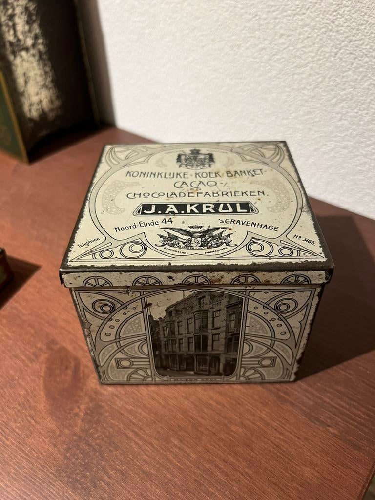 J.A. Krul blikje, koek, banket, cacao, chocoladefabrieken, Ophalen of Verzenden, Zo goed als nieuw, Overige