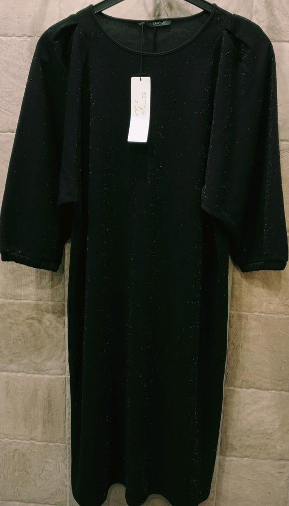 Betty Barclay - Nieuwe Zwarte Jurk met Kaartjes - Maat 48, Betty Barclay, Nieuw, Ophalen of Verzenden, Jurk