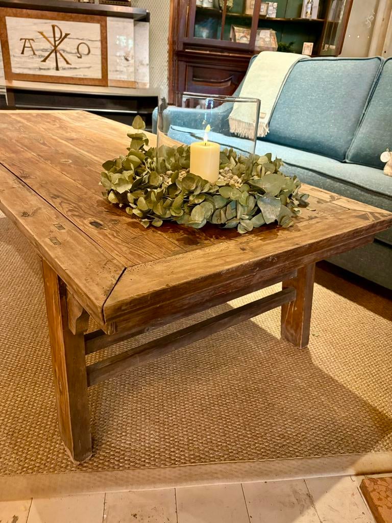 Mooie houten side table, tiek hout salontafel , landelijk, Ophalen, Hoofdstraat 15, 200 cm of meer, 50 tot 100 cm