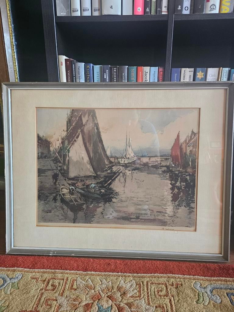 Ferdinand Jean Luigini (1850-1906) Maritiem Tafereel, Antiek en Kunst, Kunst | Etsen en Gravures, Ophalen of Verzenden