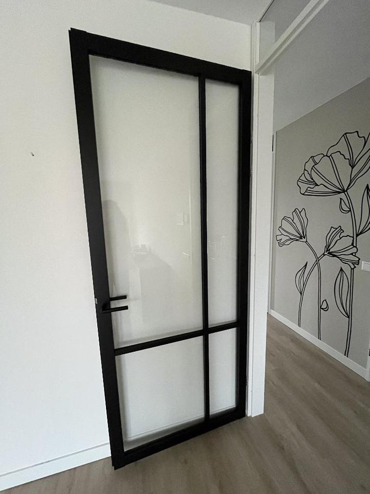 Zwarte deur, Doe-het-zelf en Verbouw, Deuren en Horren, Nieuw, Binnendeur, 215 cm of meer, 80 tot 100 cm, Glas, Ophalen