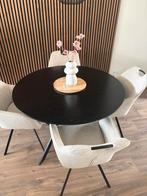 Zwarte ronde eettafel, Ophalen, 100 tot 150 cm, Rond, Zo goed als nieuw