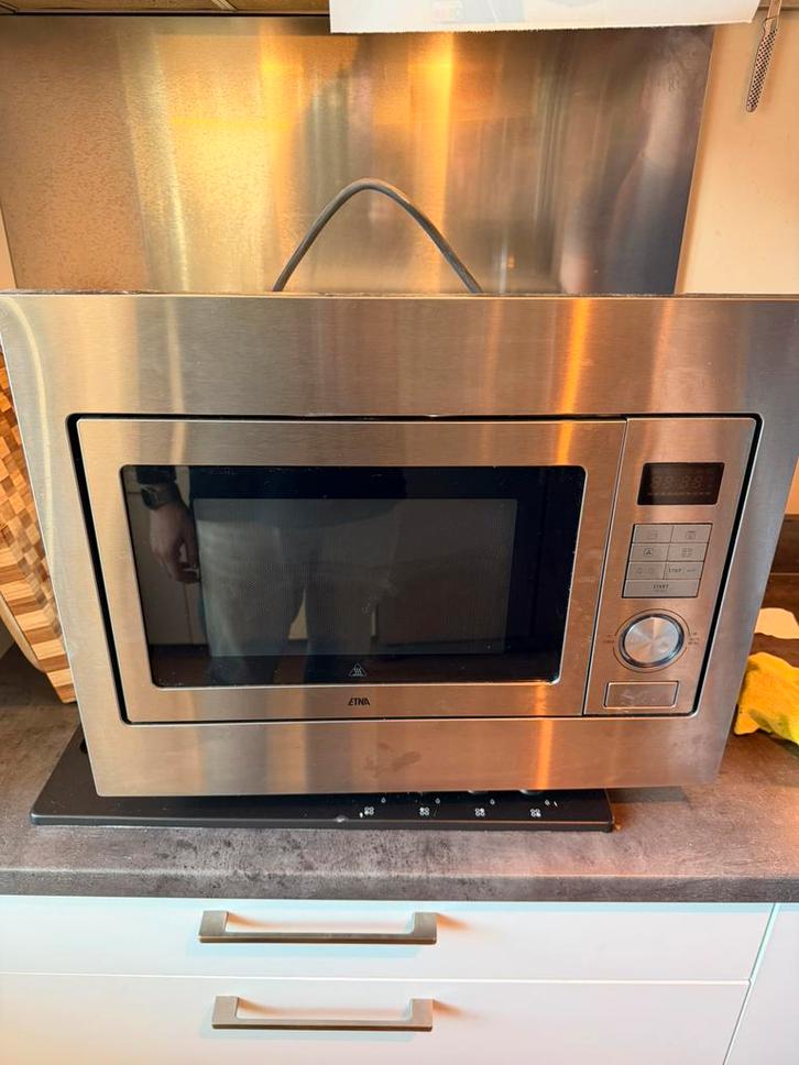 ETNA CM125RVS Combi Inbouw Magnetron RVS 60 cm 900W, Witgoed en Apparatuur, Ovens, Zo goed als nieuw, Inbouw, Oven met grill, 45 tot 60 cm