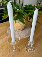 2  echte kristallen kaarsenstsndaarden., Ophalen of Verzenden, Kristal