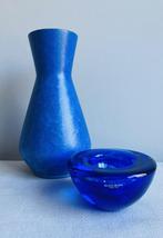 Kosta Boda schaaltje blauw glas Carstens fat fava vaas MCM, Ophalen of Verzenden