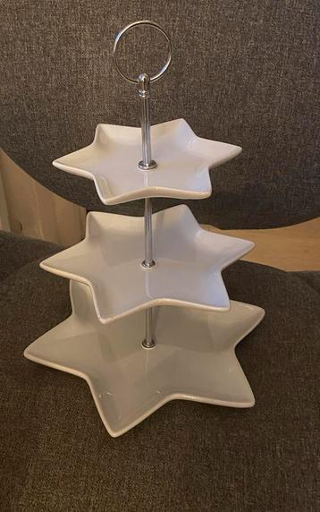 Etage schaal - Ster vorm - porselein Etagerre Kerst High Tea beschikbaar voor biedingen