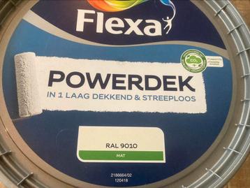 Circa 5 liter Flexa powerdek ral 9010 mat wit verf saus