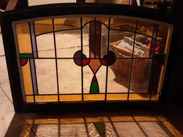 Antiek Glas in Lood Raam - Boerderijstijl, Antiek en Kunst, Antiek | Glas en Kristal, Ophalen