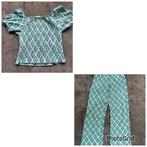 Kledingset meisje shirt en broek groen blauw mt 152/158, Ophalen of Verzenden, Zo goed als nieuw, Meisje, Setje