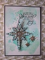 gestempelde kerstkaart, Sneeuwvlok blauw/zilver/zwart, Ophalen of Verzenden, Nieuw, Kerst