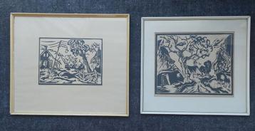 2 Etsen van Arie Zuidersma, ingelijst beschikbaar voor biedingen