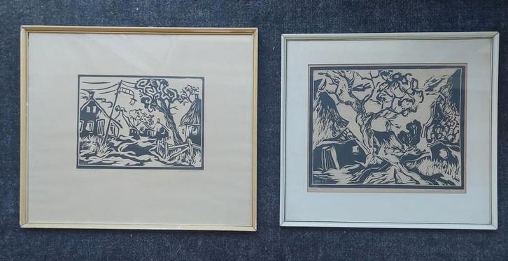 2 Etsen van Arie Zuidersma, ingelijst, Antiek en Kunst, Kunst | Etsen en Gravures, Ophalen of Verzenden