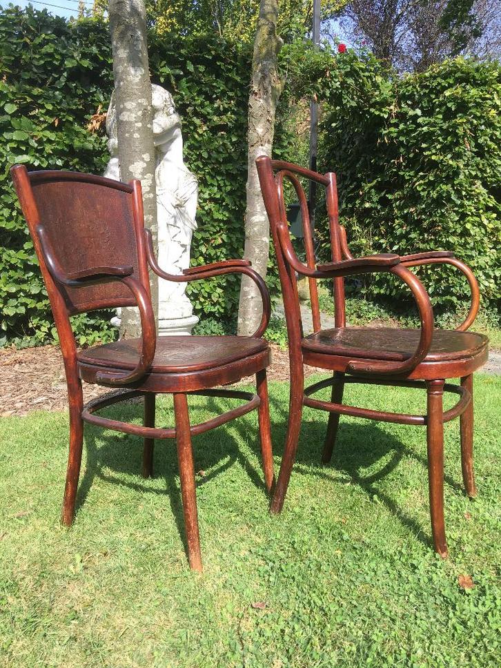 2 originele Fischel bentwood stoelen, Huis en Inrichting, Stoelen, Zo goed als nieuw, Twee, Hout, Bruin, Ophalen