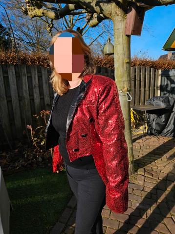 Glitterjas, slibjas rode pailletjes maat M beschikbaar voor biedingen