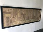 Antieke schilderij gobelin c/a 1920 met lijst, Ophalen, 50 tot 75 cm, 125 cm of meer, Zo goed als nieuw