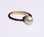 Gouden ring met zoetwater parel 14 karaat., Ophalen of Verzenden, Goud