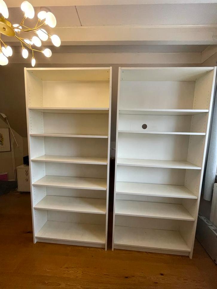 2x Ikea Billy Boekenkast - Wit, Huis en Inrichting, Kasten | Boekenkasten, Gebruikt, 50 tot 100 cm, 200 cm of meer, 25 tot 50 cm
