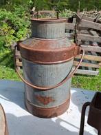 Oude brocante zinken melkbus vaas bloembak tuindecoratie, Gebruikt, Minder dan 30 cm, Rond, Ophalen of Verzenden