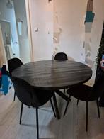 Ronde zwarte tafel + optionele stoelen, Huis en Inrichting, Tafels | Eettafels, Gebruikt, 50 tot 100 cm, Rond, Vijf personen of meer