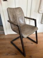 Lederen Eetkamerstoelen - Industrieel Landelijk - 4 stuks, Gebruikt, Leer, Ophalen of Verzenden, Vier