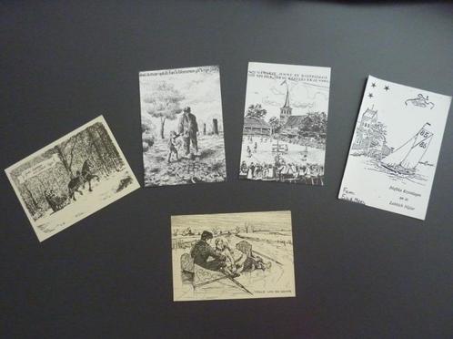 5 Friese tekst kaarten Wommels Grou Makkum Menaem Menaldum, Verzamelen, Ansichtkaarten | Nederland, Gelopen, Friesland, 1980 tot heden