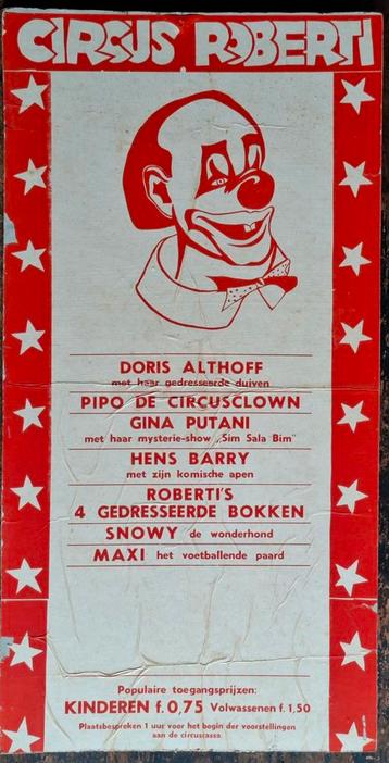 Efteling Circus.  Poster Circus ROBERTI.  * Zie tekst.  beschikbaar voor biedingen