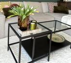 Salontafel | zwart | glas | Leenbakker, Huis en Inrichting, Ophalen, 100 tot 150 cm, 50 tot 100 cm, Zo goed als nieuw