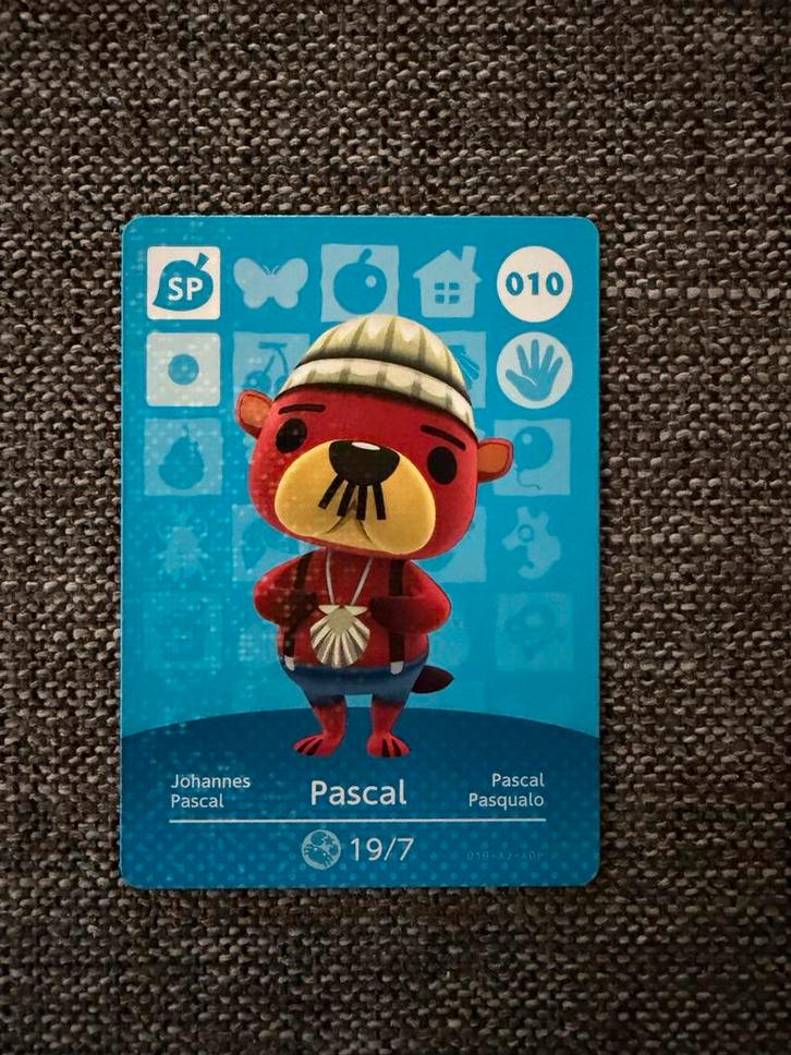 Animal Crossing Amiibo Kaart - Pascal #010, Hobby en Vrije tijd, Kaarten | Zelf maken, Zo goed als nieuw, Ophalen of Verzenden