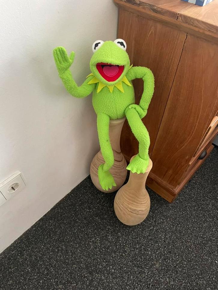 Grote oude vintage Kermit de kikker pop knuffel van 50 cm, Kinderen en Baby's, Speelgoed | Knuffels en Pluche, Gebruikt, Kikker