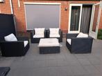 Bellagio loungeset zwart met witte en zwarte kussens, Tuin en Terras, Tuinsets en Loungesets, Ophalen, Zo goed als nieuw, Kunststof