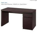Ikea Malm bureau zwart/bruin met stoel, Huis en Inrichting, Bureaus, Ophalen of Verzenden, Zo goed als nieuw
