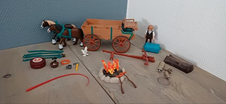 Playmobil 9477 Spirit Lucky's vader en wagen, Kinderen en Baby's, Speelgoed | Playmobil, Zo goed als nieuw, Ophalen of Verzenden