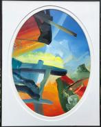 Ovaal expressief schilderij, Antiek en Kunst, Ophalen of Verzenden