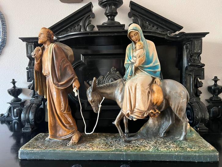 Vlucht naar Egypte gips /terracotta Jozef 35 cm hg, Antiek en Kunst, Antiek | Religie, Ophalen