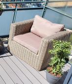 2 Rotan Tuinstoelen met Kussens, Huis en Inrichting, Fauteuils, Ophalen, 75 tot 100 cm, Zo goed als nieuw, 75 tot 100 cm