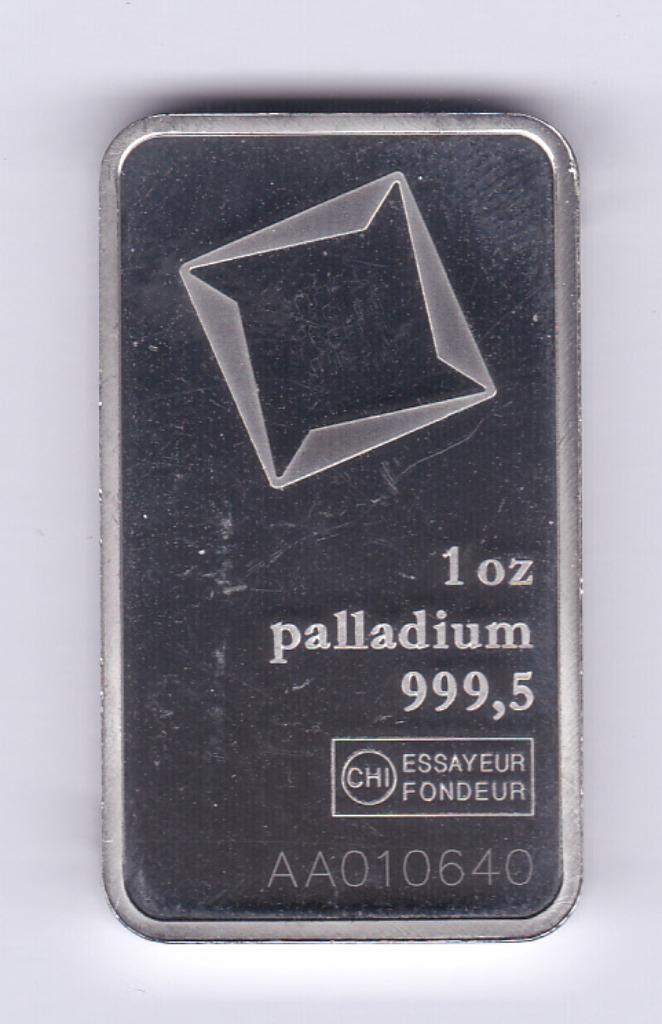 Baartje van 1 OUNCE PALLADIUM Valcambi., Postzegels en Munten, Edelmetalen en Baren, Goud, Ophalen of Verzenden