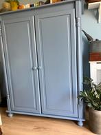 Landelijke grijs/ blauwe linnen/ servies kast met planken, 120 tot 170 cm, 120 tot 170 cm, 40 tot 80 cm, Grenenhout