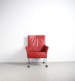 1x Montis Charly Fauteuil Rood Leer – Wielen, Niet ingevuld, Minder dan 75 cm, Niet ingevuld, Leer